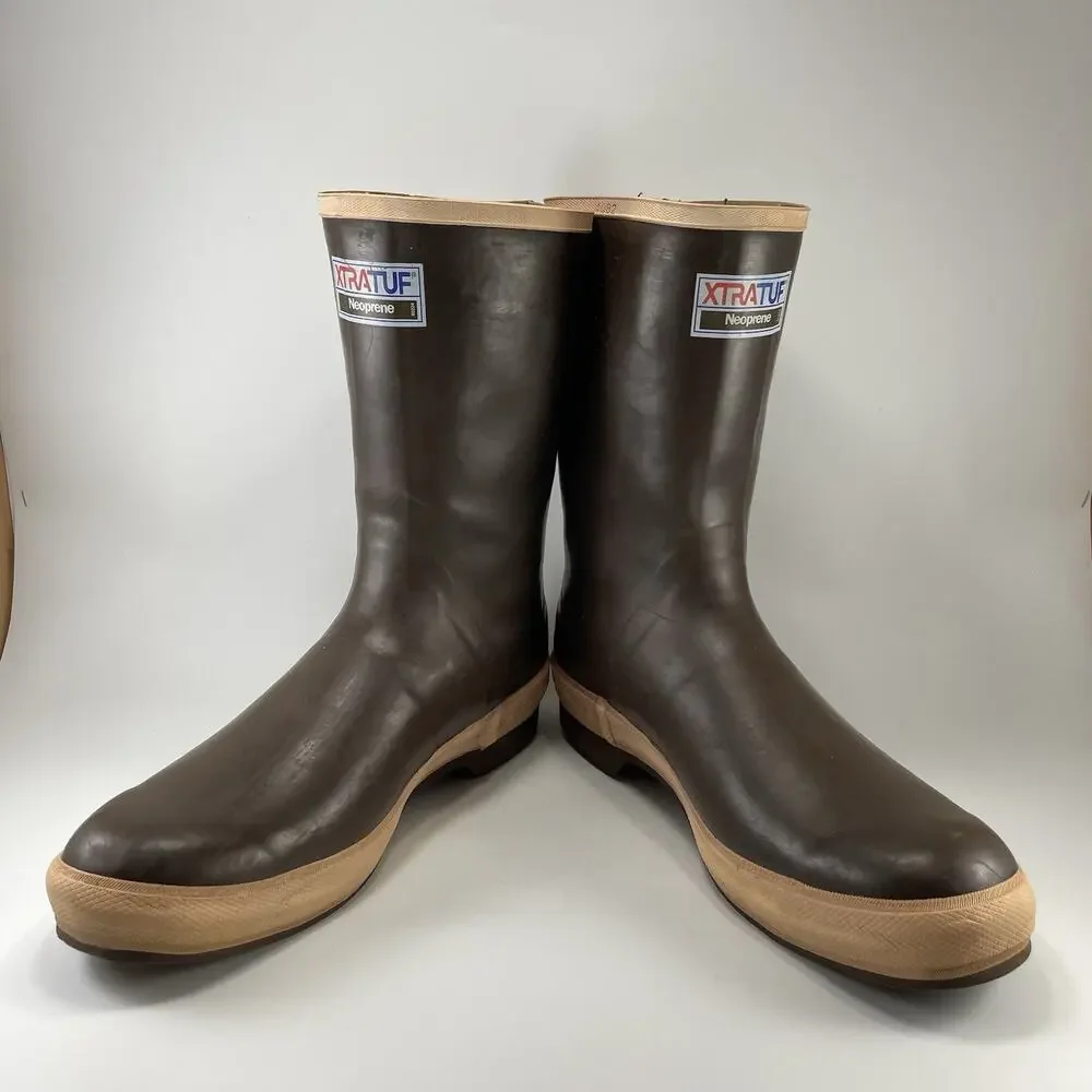 Xtratuf Legacy 12” Deck Boots Brown Mens Size 14 Waterproof Fishing Rubber Welly